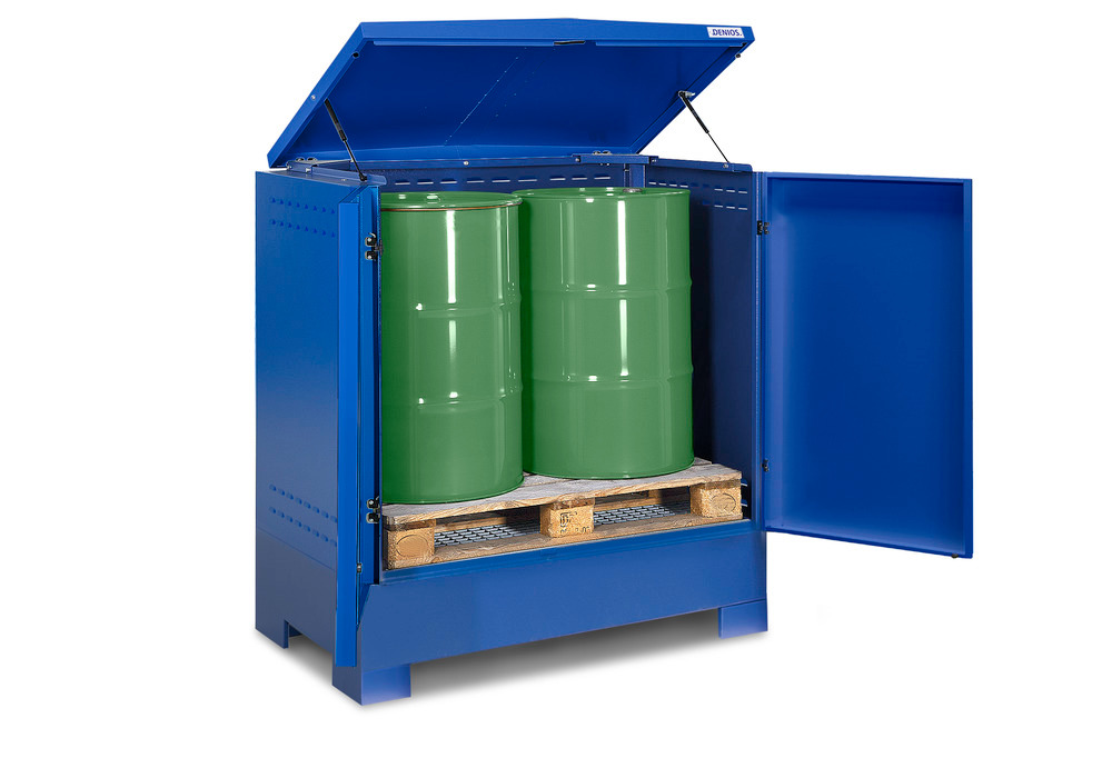 Box de stockage SteelSafe D2 pour jusqu'à 2 fûts de 200 litres