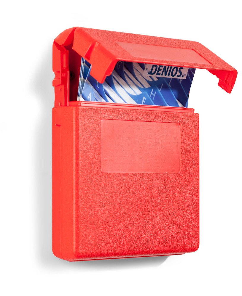 Boîte à documents en plastique (PE), rouge, ouverture par le haut