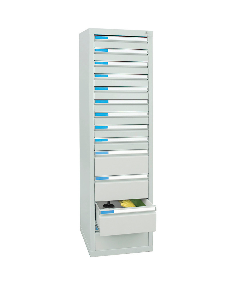 Drawer cabinet Esta with 13 drawers, grey, W 500 mm, H 1800 mm