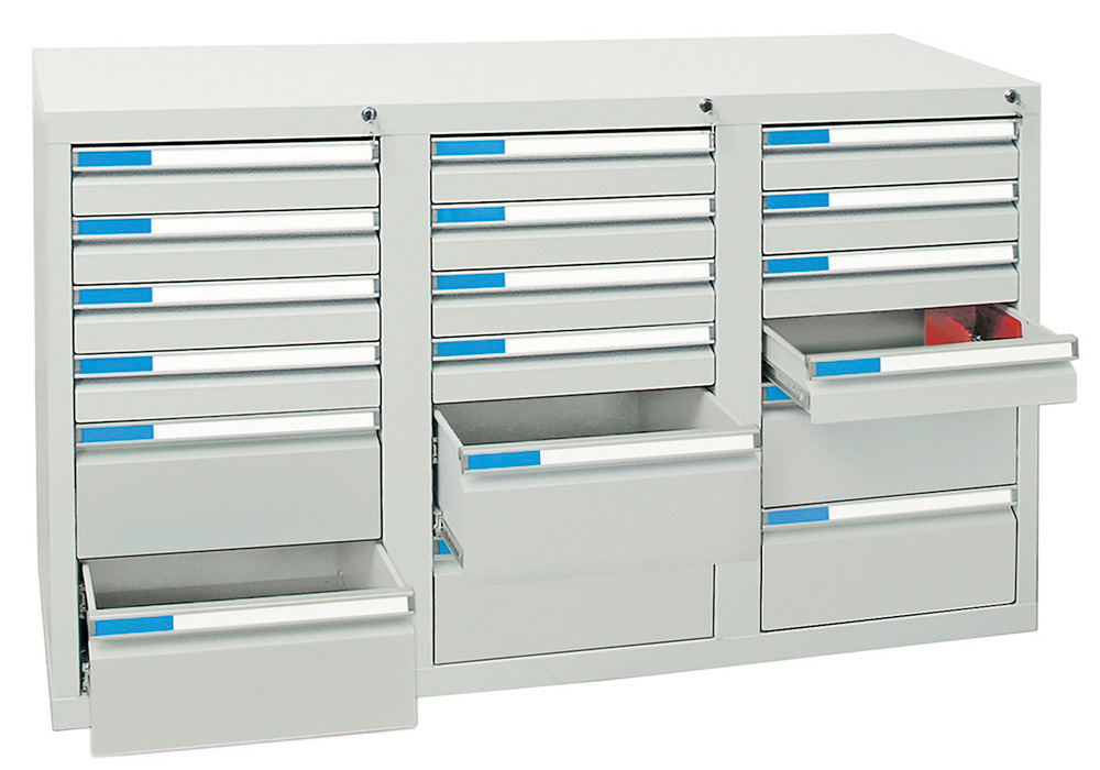 Drawer cabinet Esta with 18 drawers, grey, W 1000 mm, H 900 mm