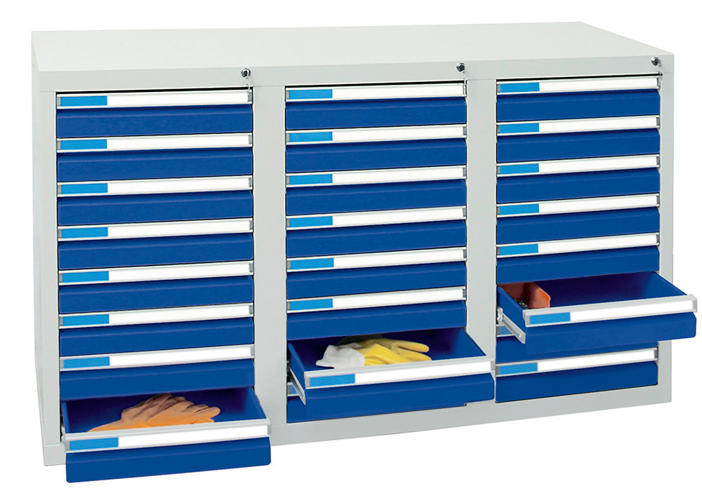 Szafka Esta z 24 szufladami, szaro-niebieska, szerokość 1000 mm, wysokość 900 mm