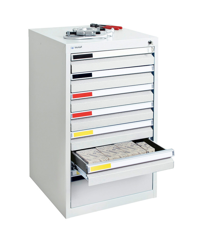 Drawer cabinet Movaflex 500, 7 drawers, light grey, W 500 mm, H 900 mm