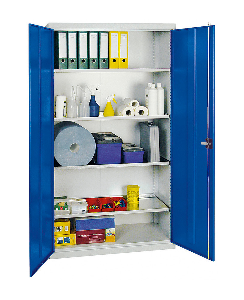 Tool and equipment cabinet Professional 2000, with 4 shelves, grey/blue, W 1000 mm