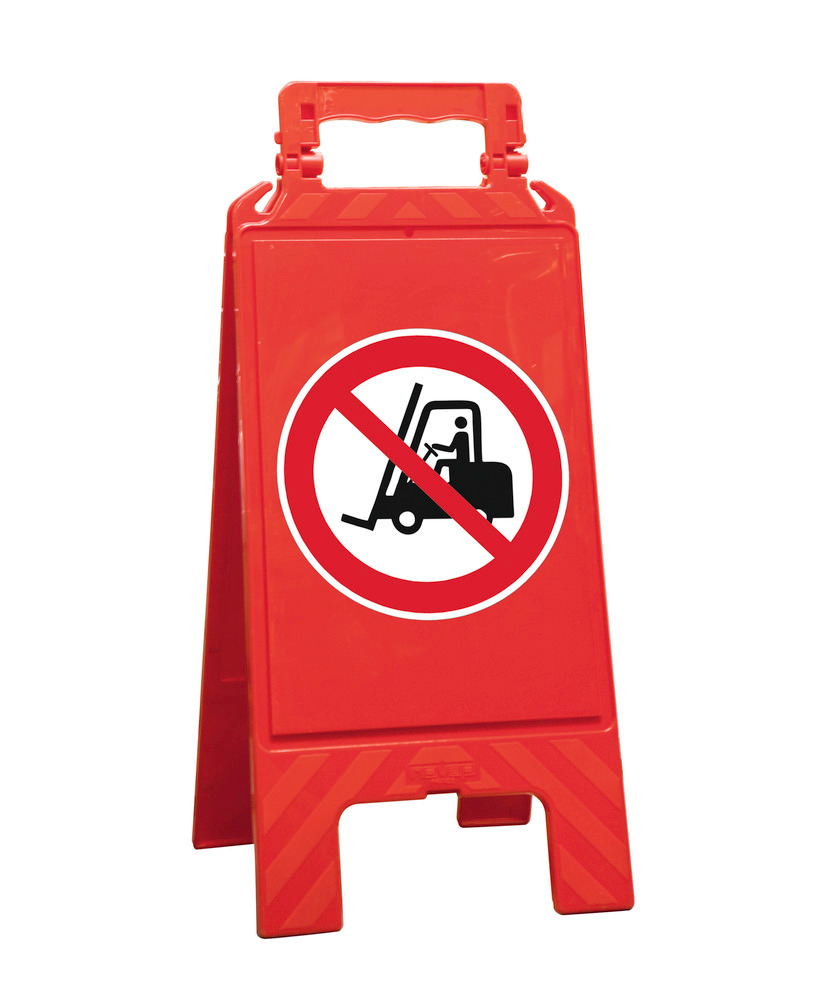 Rødt advarselsskilt, kunststof, til afmærkning af forbuds områder, gaffeltruck