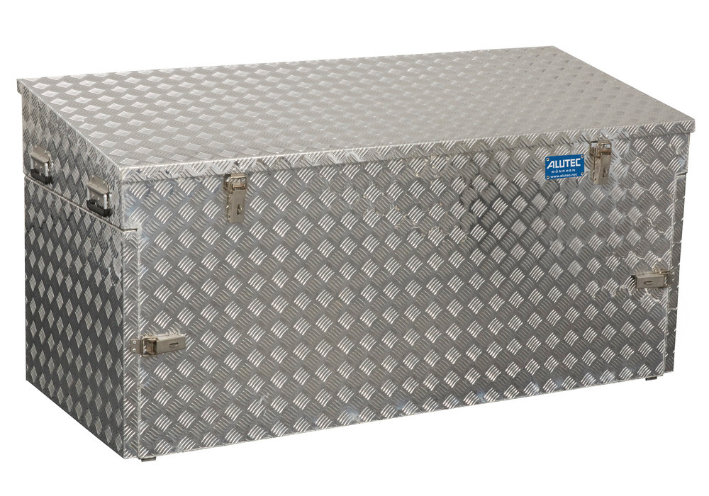 Přepravní box z hliníkového slzičkového plechu, objem 883 litrů