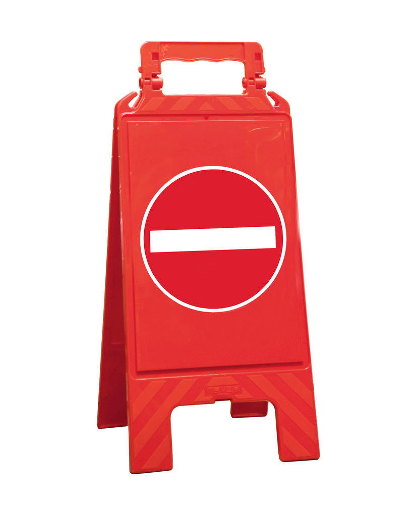 Warning sign red, plastic, for marking prohibition areas, no entry
