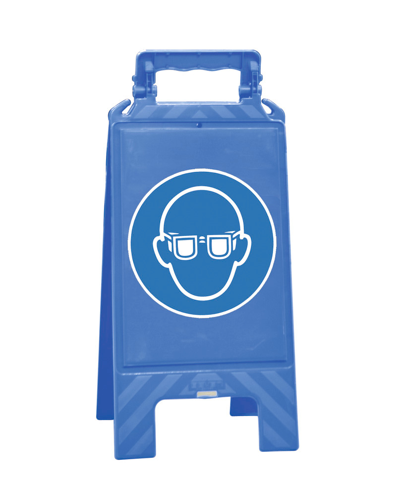 Warnaufsteller blau, Kunststoff, zur Kennzeichnung von Gebotszonen, Augenschutz