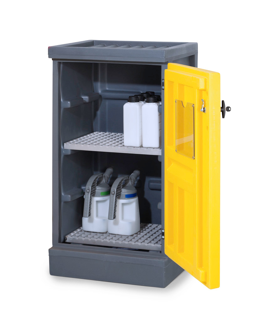 PolyStore környezetvédelmi szekrény, műanyag, szélesség 60 cm, 2  rácsrostély V2A, PS 611-2 típus