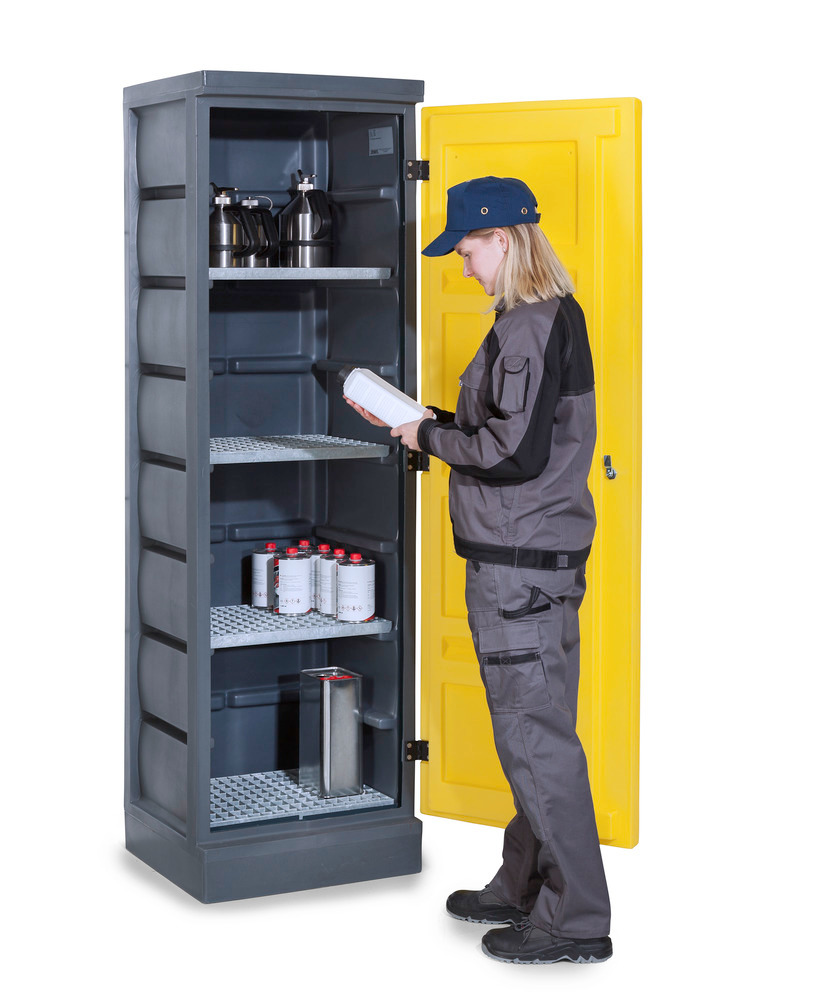 Armoire de sûreté PolyStore, plastique, L 60 cm, 4 caillebottis galv, type PS 620-4