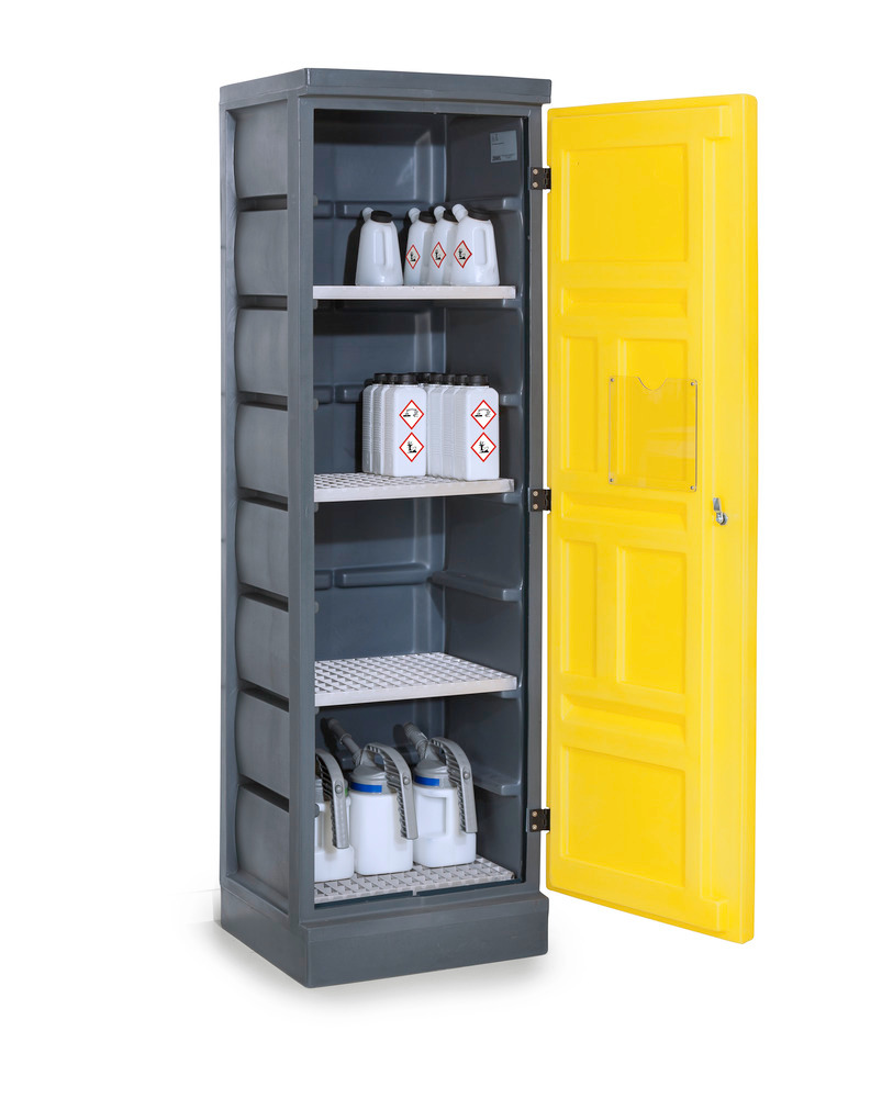 PolyStore környezetvédelmi szekrény, műanyag, szélesség 60 cm, 4  rácsrostély V2A, PS 620-4 típus