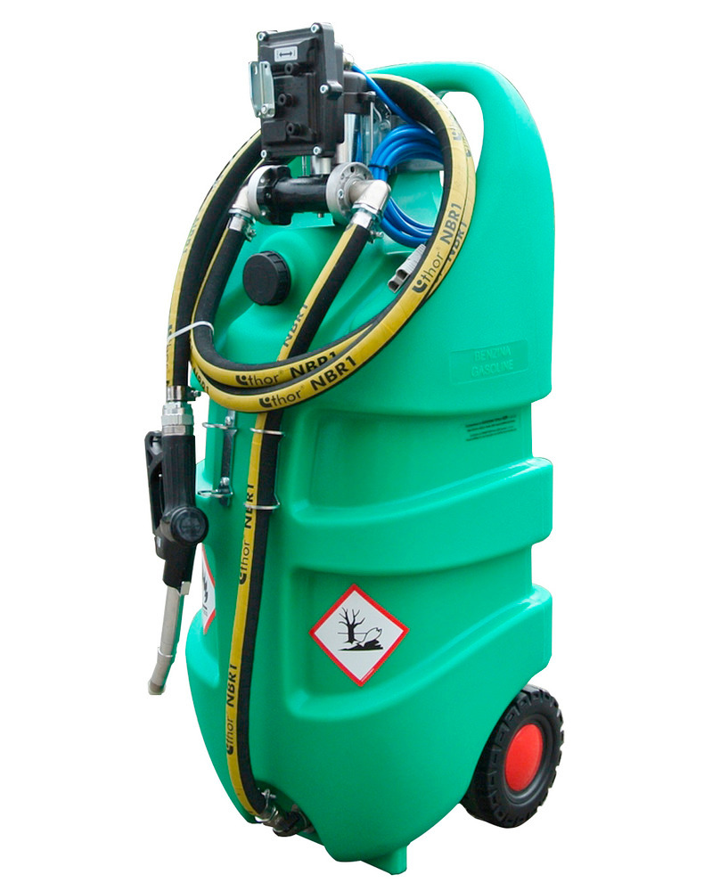 Depósito portátil tipo caddy para gasolina en versión ATEX, volumen de 110l, bomba eléctrica de 12V
