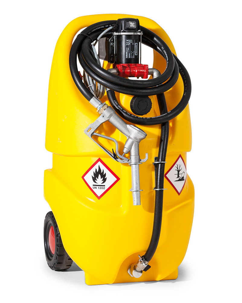 Depósito portátil para diesel, volume de 55l, bomba elétrica de 24V, amarelo: “caddy”