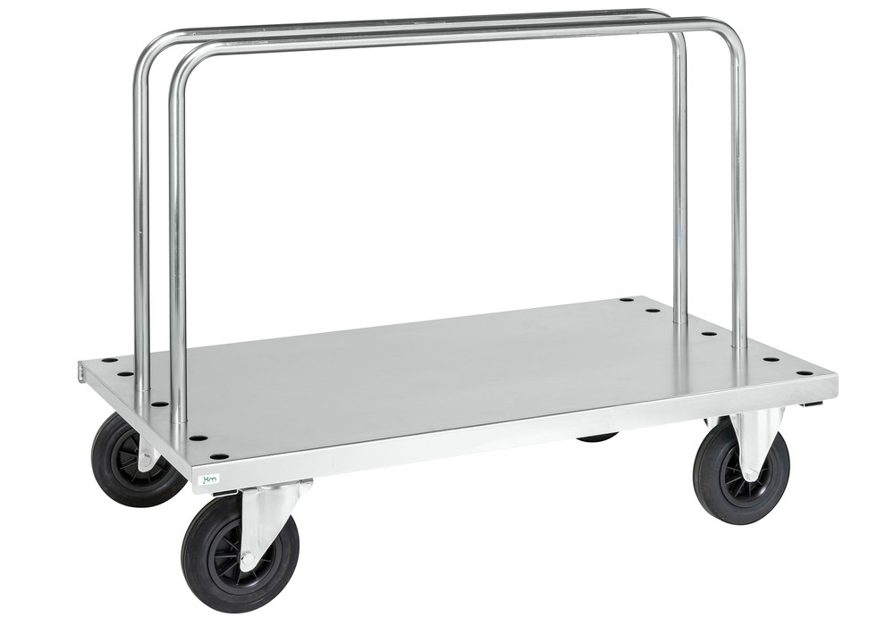 Board trolley KM galv. tubular steel, 500 Kg, 2 tubular frames, 1250x700 mm, solid rubber castors