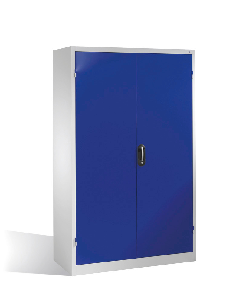Szafa narzędziowo-materiałowa Cabo, drzwi obr., 4 półki, 3 szuflady,1200x500x1950mm, szaro-niebieska