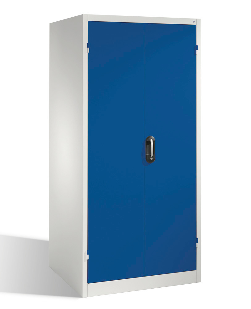 Heavy duty tool storage cabinet Cabo-XXL, wing doors, 4 shelves, W 930, D 800, H 1950 mm, grey/blue