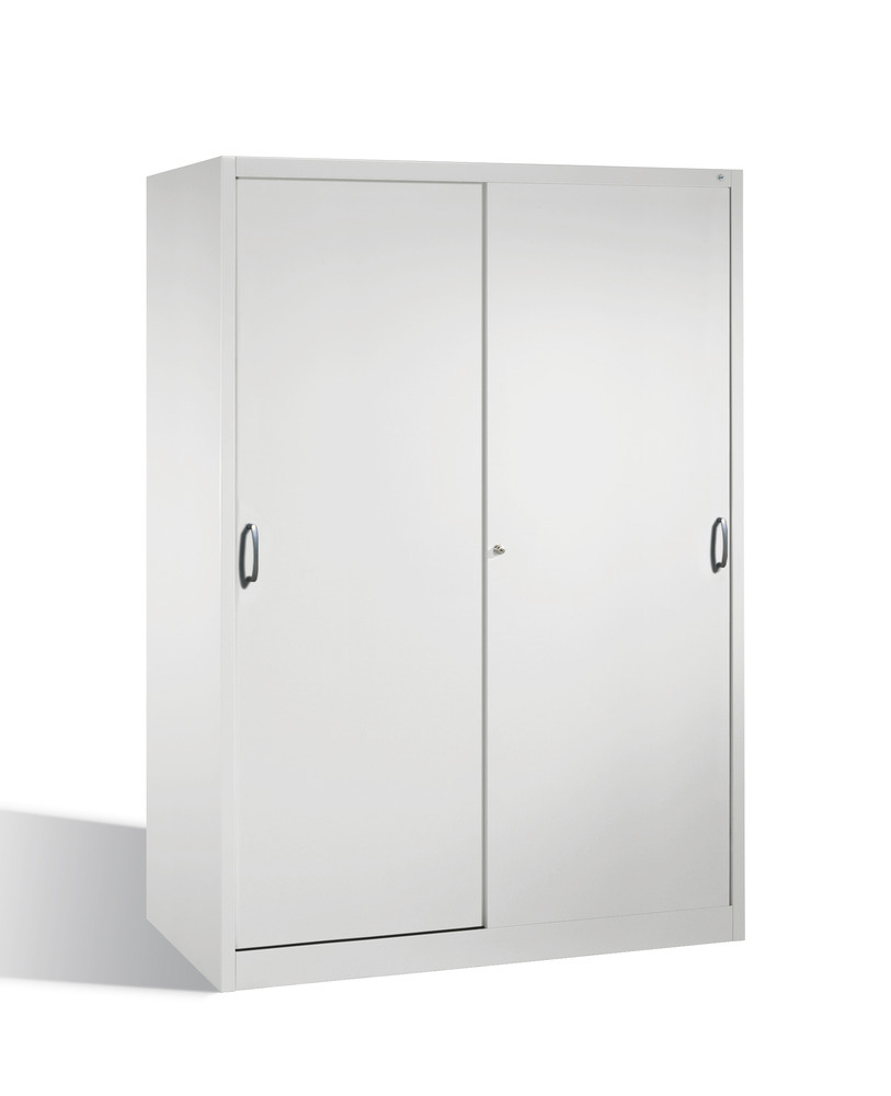 Tool storage cabinet Cabo with sliding doors, 8 shelves, W 1600, D 600, H 1950 mm, grey