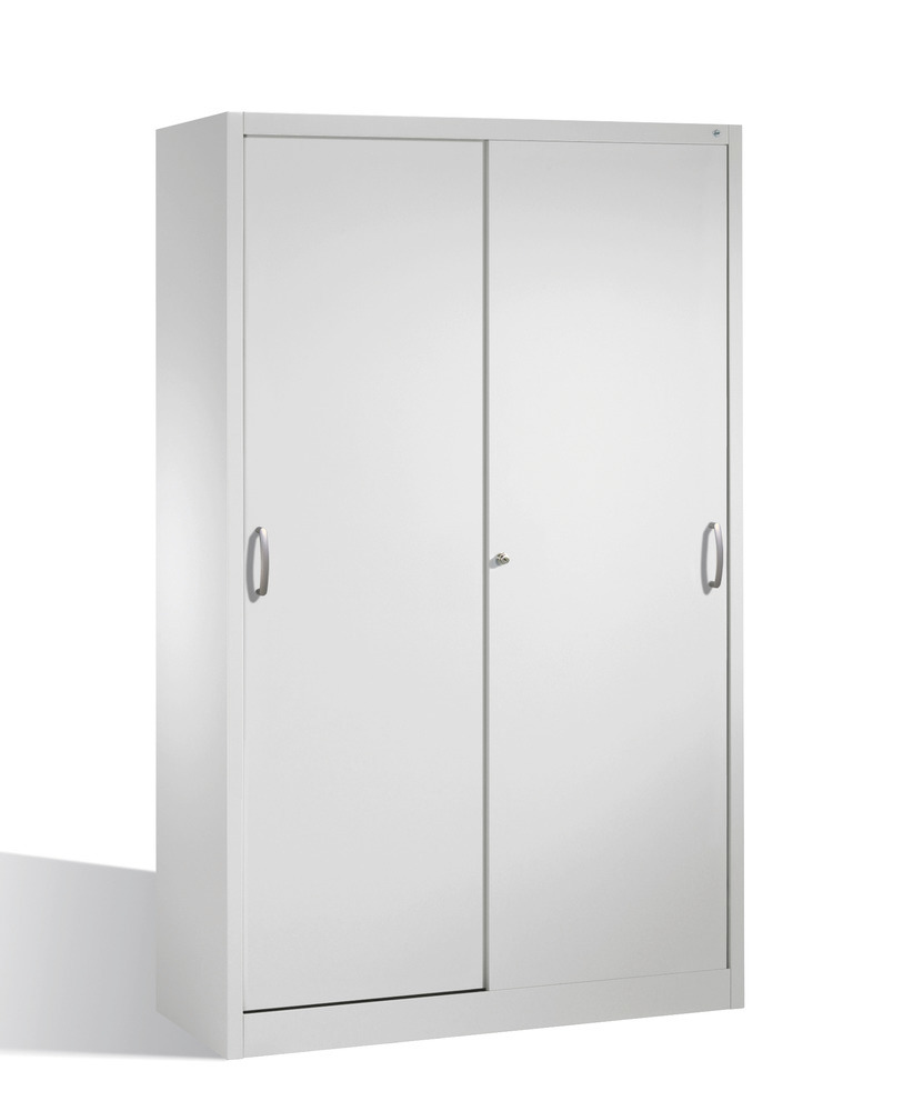 Heavy duty tool storage cabinet Cabo, sliding doors, 4 shelves, W 1200, D 500, H 1950 mm, grey