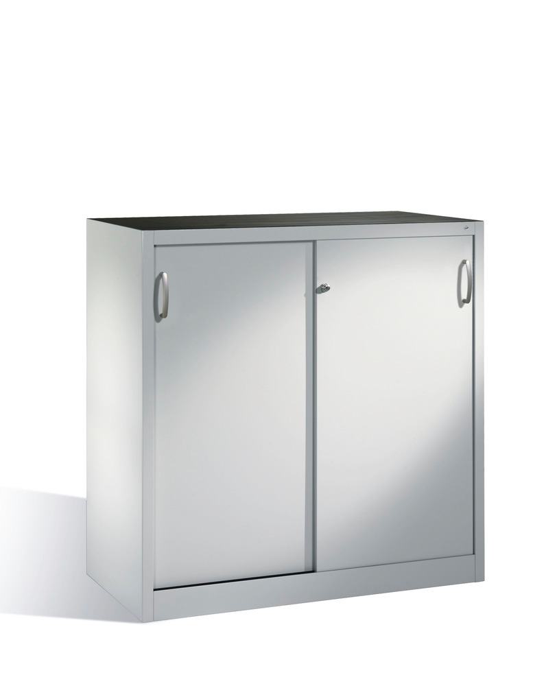 Tool storage cabinet Cabo with sliding doors, 2 shelves, W 1200, D 500, H 1200 mm, grey