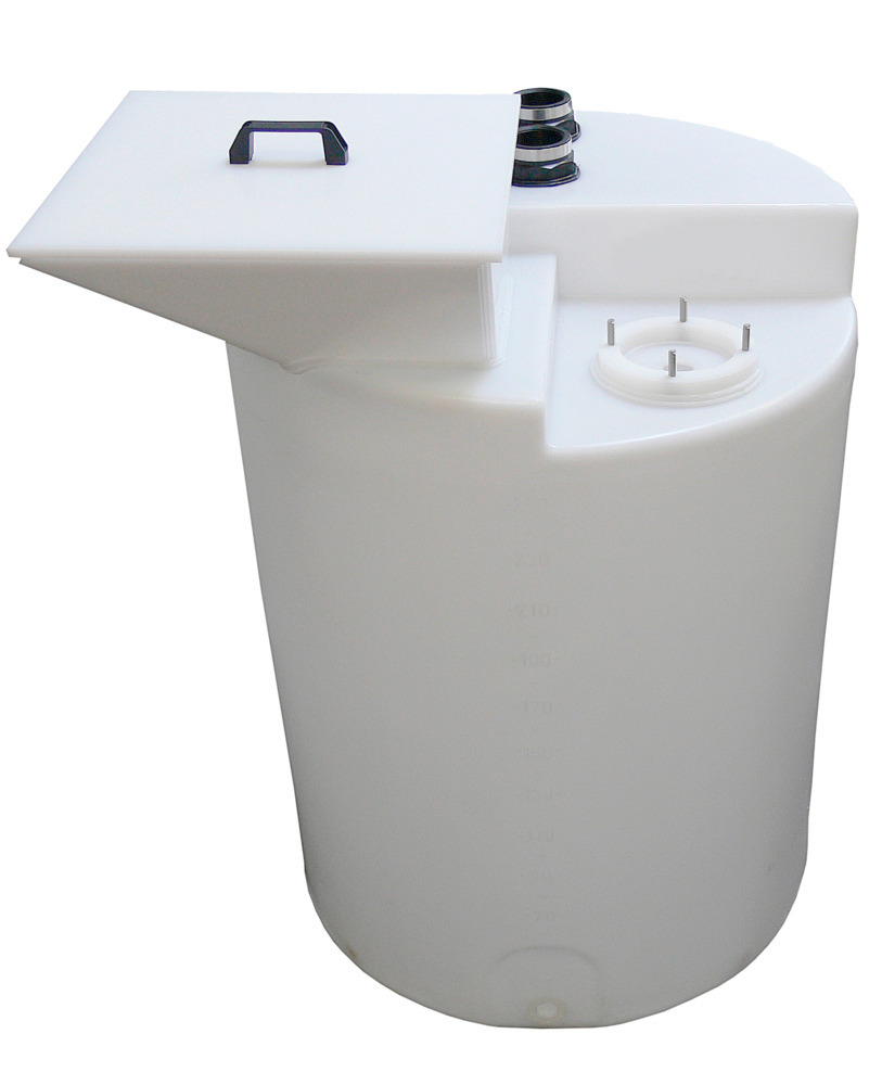 PE-Einfülltrichter mit Deckel, für Behälter ab 200 Liter Volumen.