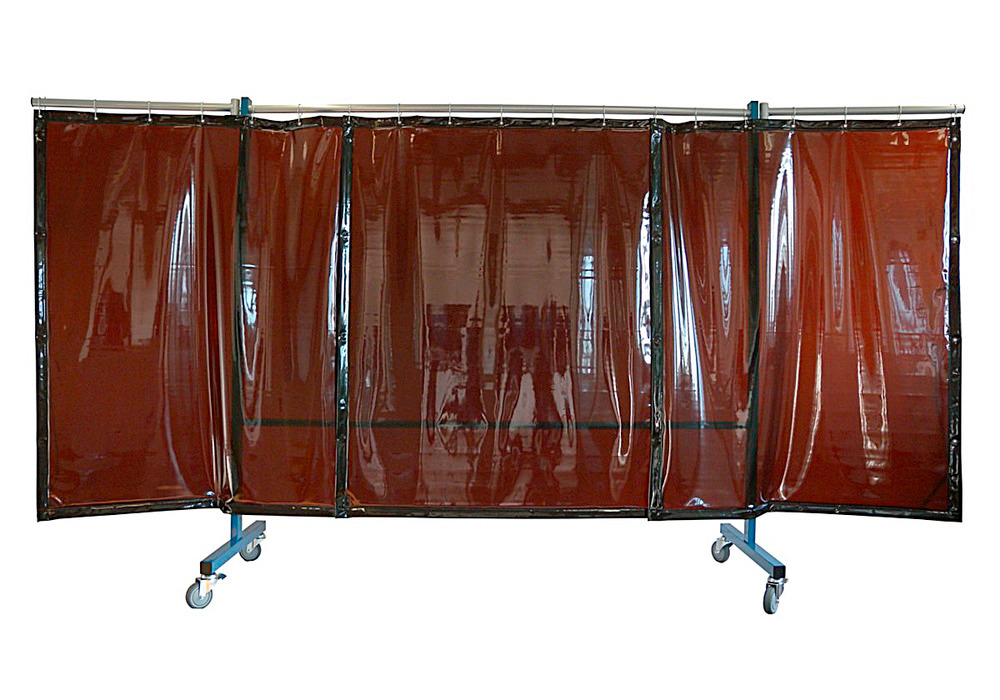 Cortina de protección / pantalla de soldadura con ruedas, laterales batientes, marrón rojizo: FSV 2