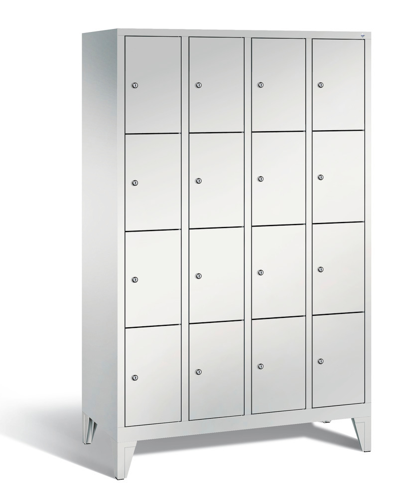 Locker with feet Cabo, 16 compartments, W 1190, H 1850, D 500 mm, grey/grey