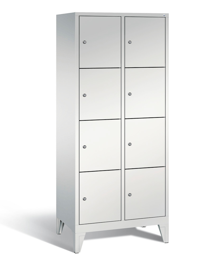 Locker with feet Cabo, 8 compartments, W 810, H 1850, D 500 mm, grey/grey