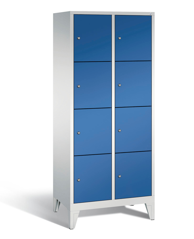 Locker with feet Cabo, 8 compartments, W 810, H 1850, D 500 mm, grey/blue