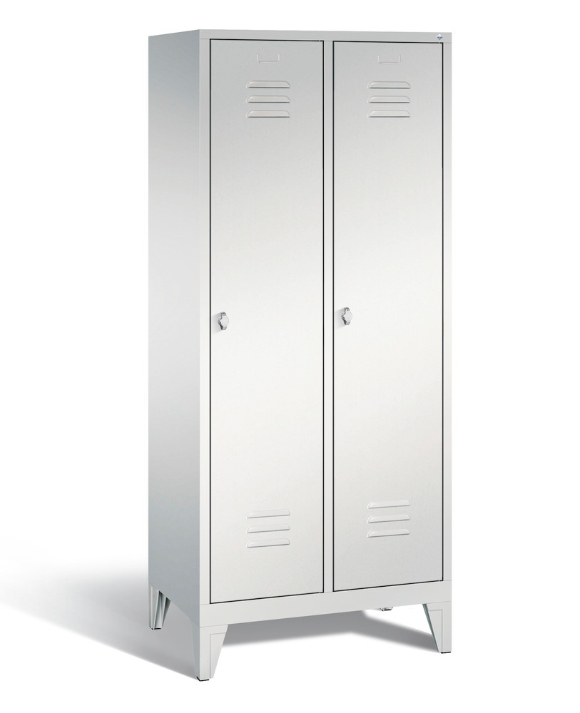 Locker with feet Cabo, 2 compartments, W 810, H 1850, D 500 mm, grey/grey