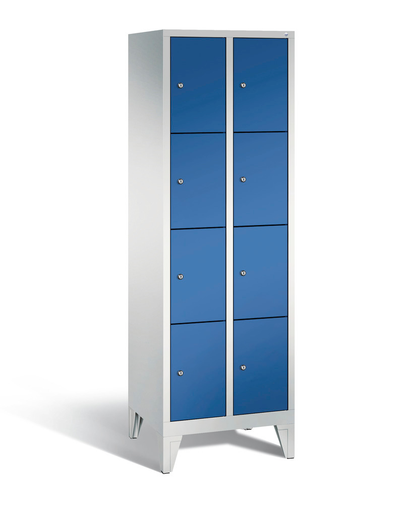 Locker with feet Cabo, 8 compartments, W 610, H 1850, D 500 mm, grey/blue