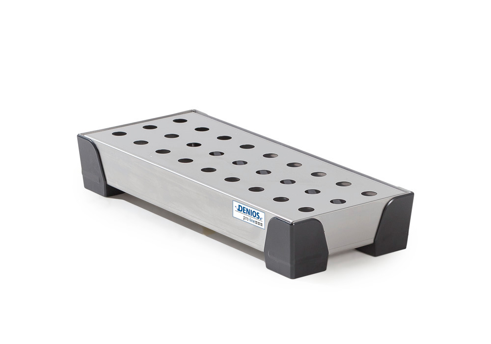 Spill tray for small containers pro-line in st steel, with st steel perf sheet, 7 litres, 250x600x95