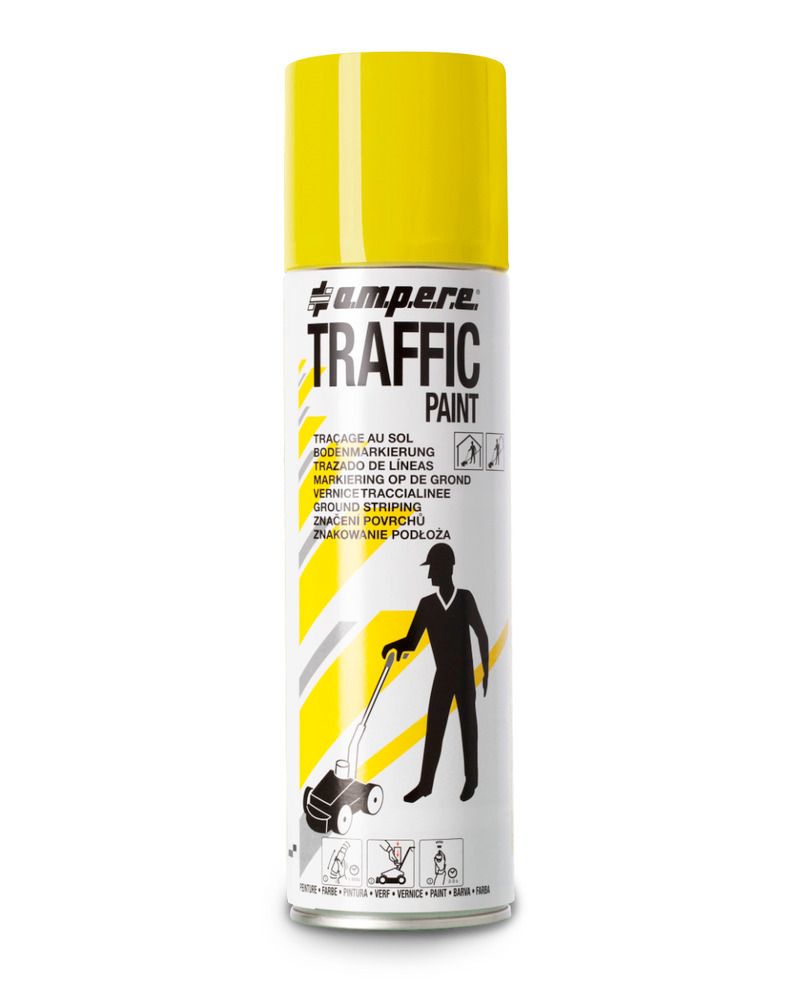 Floor marking paint TRAFFIC, yellow, 1 box with 12 x 500ml cans = 1 Pack