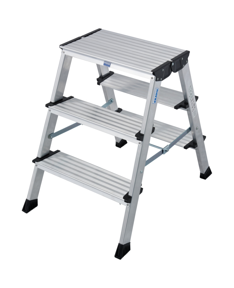 Doble escalerilla plegable Treppo de aluminio, superficie superior, 2x3 escalones, incl. plataforma