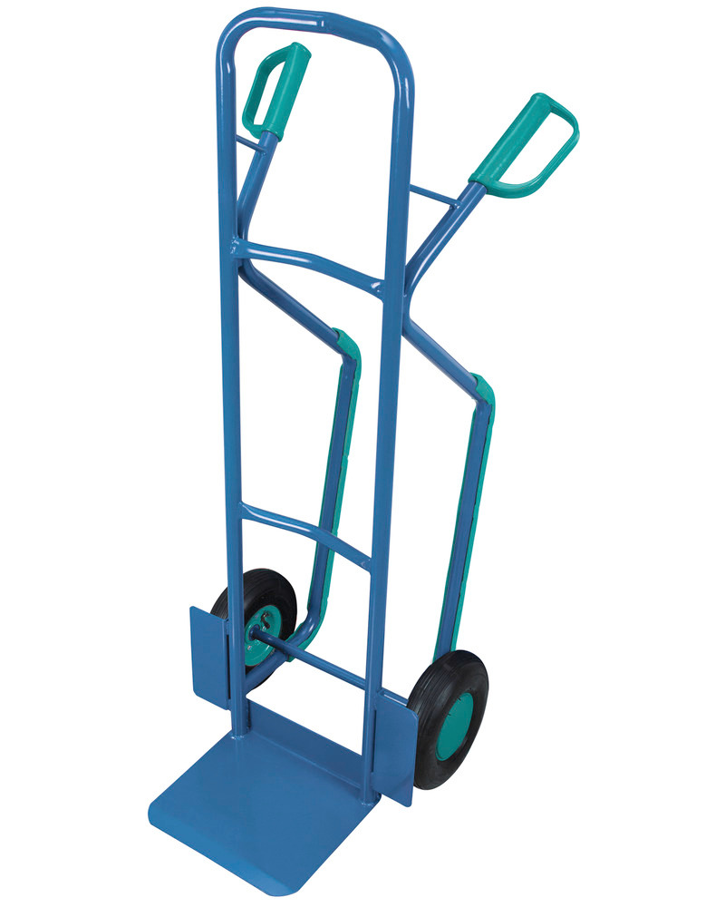 Carriinho de transporte em alumínio, rodas pneumáticas e pernas, pá 320x250mm, 250kg: “classic-line”
