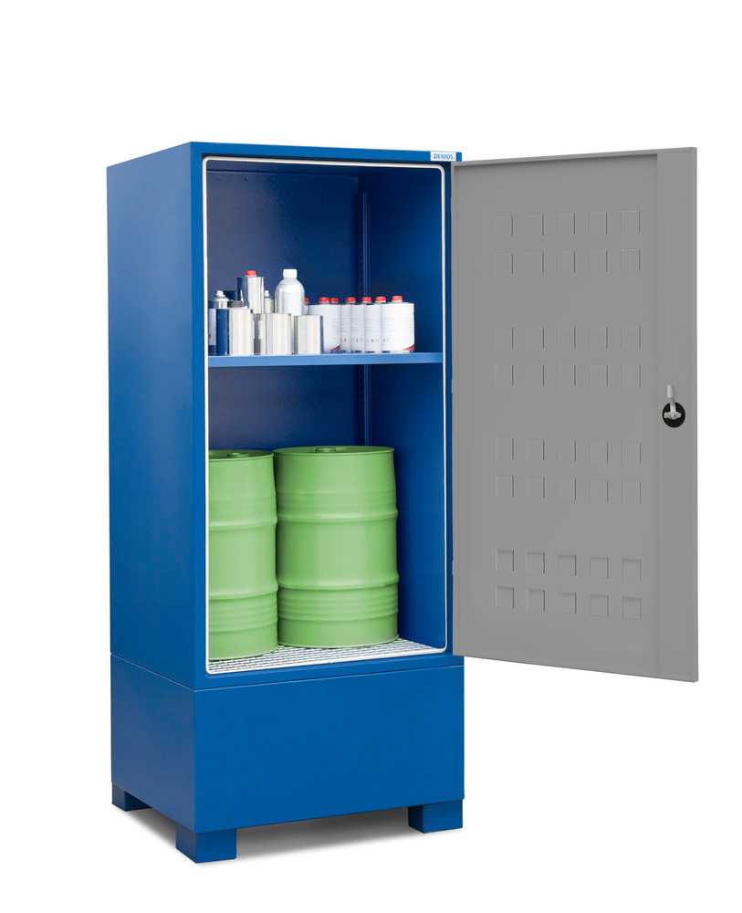 SteelSafe hazardous materials depot D1 with 1 shelf for storing e.g. 2 x 60 litre drums and other small containers