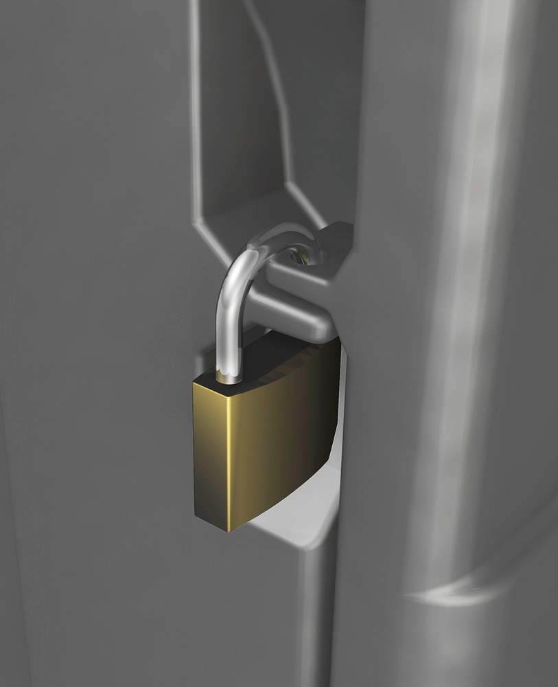 O DENSORB Caddy Medium dispõe de um dispositivo de fecho com cadeado ou lacre para proteger o conteúdo contra o acesso indevido.
