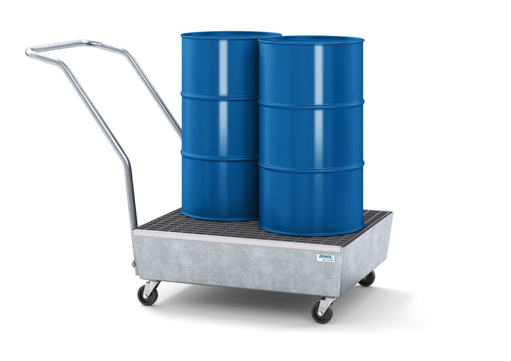 Mobile Spill Pallet Pro Line In Steel For X L Drums Galvanised With Grid Elec Cond