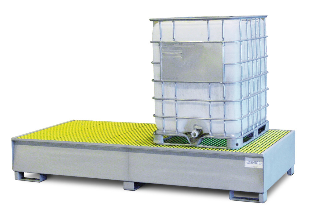 IBC Tote Containment Pallet Typ PTC-F, Stainless Steel, available with Fiberglass or Stainless Steel gratings