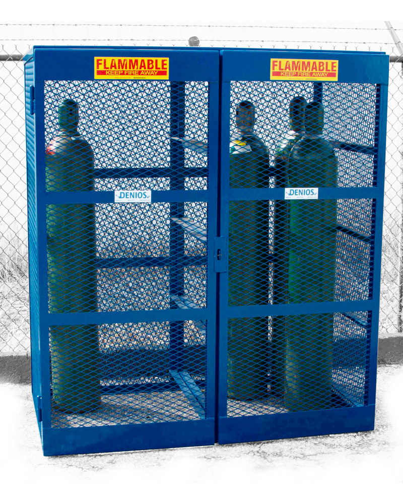 Gas Cylinder Cage Vertical 10 To 20 Cylinders Lockable Cage Open Steel Mesh 