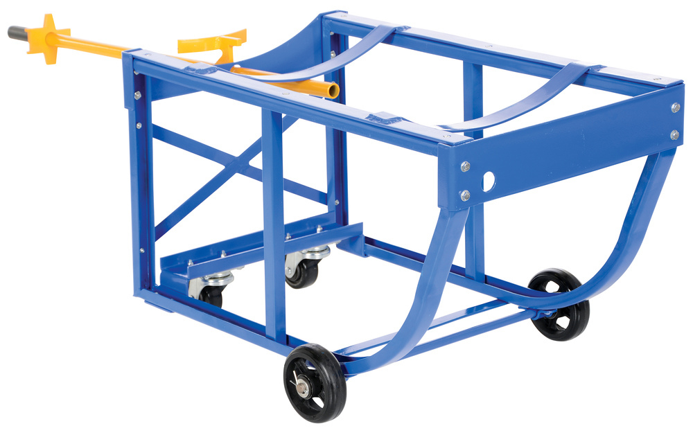 Rotating Drum Cart Poly 800 lbs Capacity Steel Construction Blue