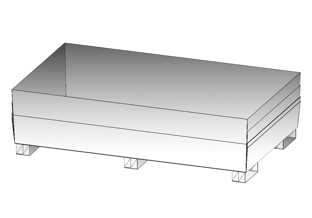 Bac PRW 120-22 galvanisé, pour rayonnages avec une longueur de traverse de 2200 mm, sans caillebotis