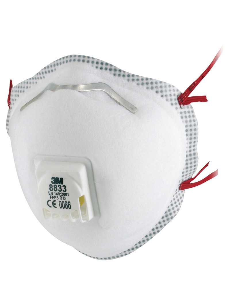 3M Masque de protection Confort 8833 FFP3 R D, préformé, valve d'expiration, UV = 10 pièces