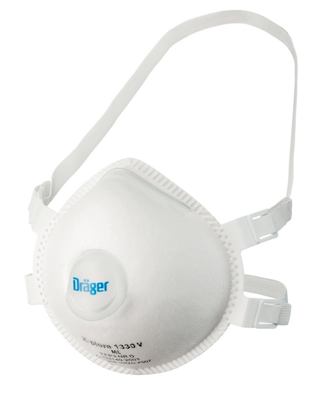 Masque de protection Dräger X-plore 1330V FFP3 NR D, taille M/L, valve d'expiration, UV = 5 pièces