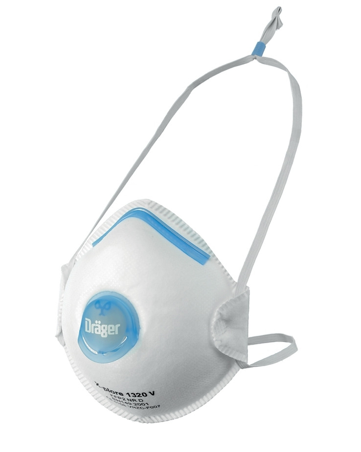 Mascarilla protección respiratoria Dräger X-plore 1320V FFP2 NR D, preformada, con válvula, 10 uds.