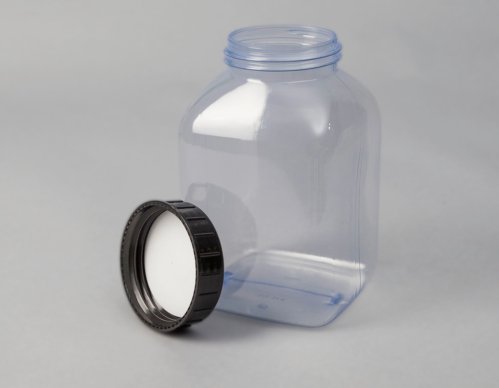 Leveäkaulainen pullo PVC, kulmikas,luonnonväri-läpinäkyvä,2000 ml,6kpl