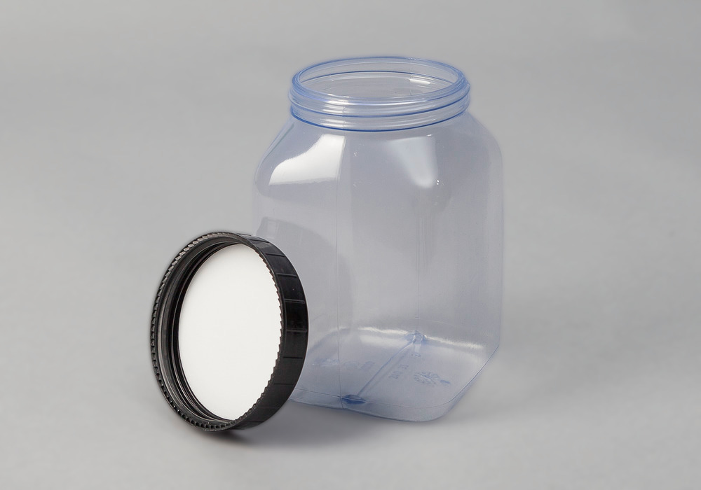 Leveäkaulainen pullo PVC, kulmikas,luonnonväri-läpinäkyvä,1000 ml,16kpl