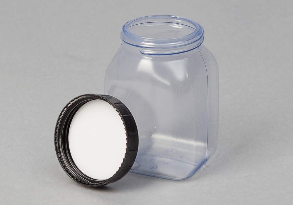 Leveäkaulainen pullo PVC, kulmikas,luonnonväri-läpinäkyvä,200 ml,24kpl