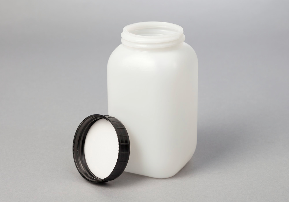 Leveäkaulainen pullo HDPE, kulmikas,luonnonväri-läpinäkyvä,950 ml,12kpl