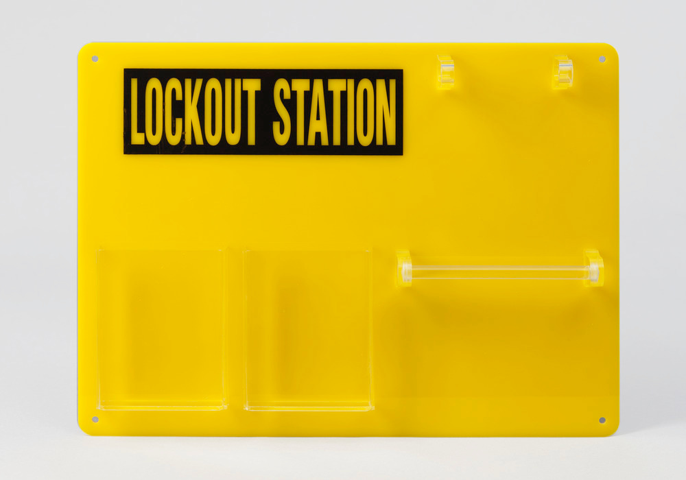 Lockout-taulu 5 henkilölle, lukkojen ja lisävarusteiden selkeää säilytystä varten