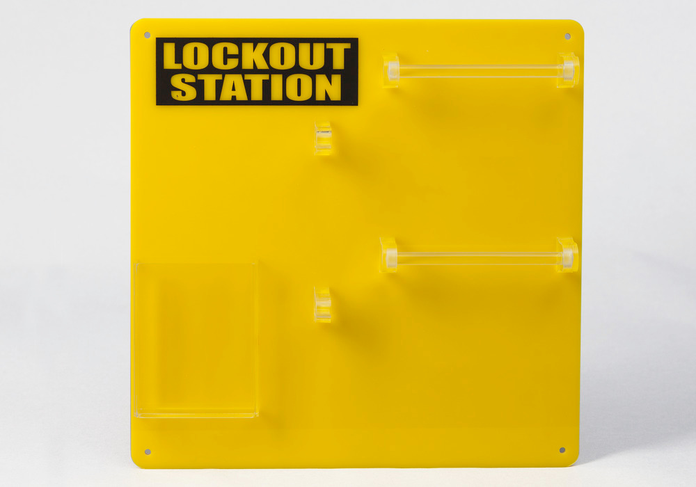 Lockout-taulu 10 henkilölle, lukkojen ja lisävarusteiden selkeää säilytystä varten