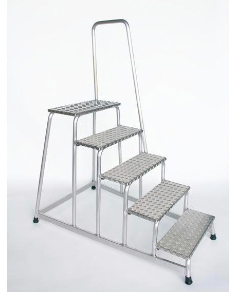 Arbeitsplattform aus Aluminium, mit Handlauf, starr, 5 Stufen, mit rutschfesten Kunststoffschuhen